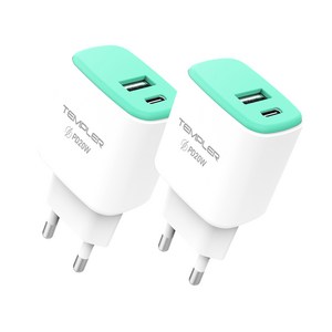 템플러 20W 2포트 PD 멀티충전 고속충전기, 케이블미포함, 2개