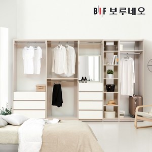 보루네오 리타 드레스룸 시스템 행거 옷장 시스템장 가구 인테리어 아파트 옷방 안방 수납장 맞춤, 세트구성, 체크베이지