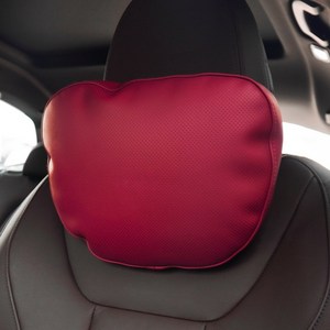 나파 가죽 자동차 목 쿠션 SORONA BMW 벤츠 볼보 차량용, 1개, 메리노레드