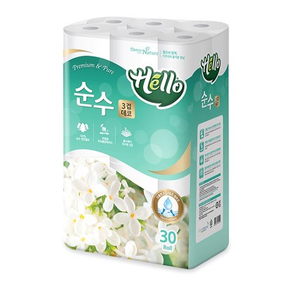 헬로 순수 천연펄프 3겹 데코 화장지 30 리뷰 후기