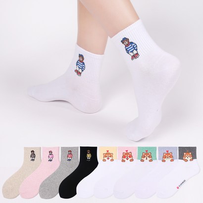 두발로 여성용 캐릭터 사랑해치바 베어 카바 양말 10켤레 리뷰후기