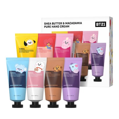 쿤달 BT21 시어버터 앤 마카다미아 퓨어 핸드크림 7종 리뷰후기