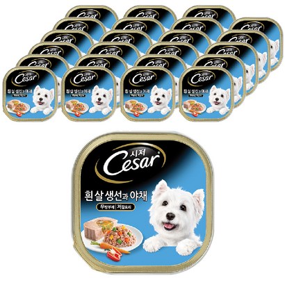 시저 흰살생선과 야채 반려동물 주식 캔