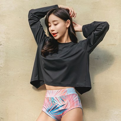 튜브트리 여성용 뒷트임 오버핏 래쉬가드 상하 BE6208B
