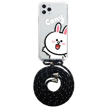 라인프렌즈 하이 목걸이 클리어 슬림 휴대폰 케이스