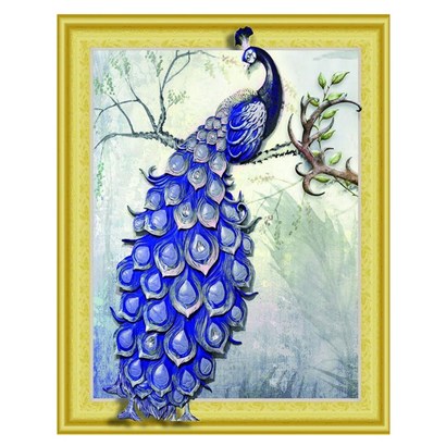 케이엠엘리 평화로운 공작 원형 보석십자수 DIY키트 5D 4050