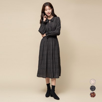 캐럿 여성 카라 스모킹 원피스