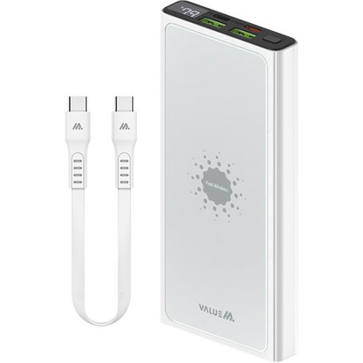 밸류엠 고속 무선충전 D 보조배터리 Ah 225W C to C 케이블 흡착패드
