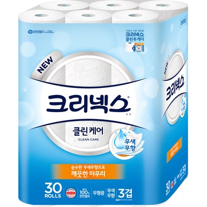 크리넥스 3겹 클린케어 천연펄프 화장지