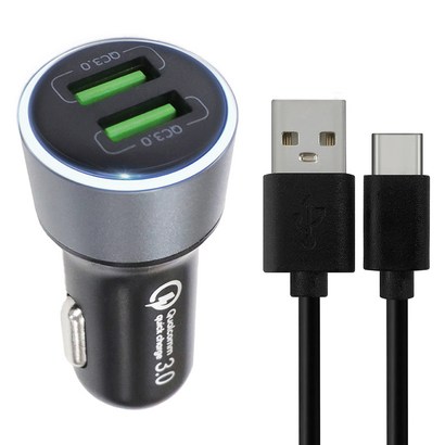홈플래닛 퀄컴 공식 QC30 차량용 시거잭 고속충전기 C타입 케이블
