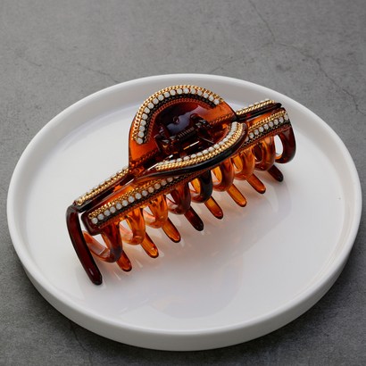 핸날 큐빅 체인 유니크 올림머리 집게핀
