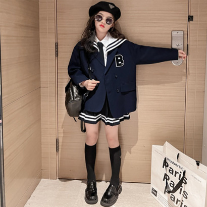 오렌지다몸 여아용 B 세라 자켓 셔츠 치마 넥타이