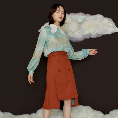 고코리 여성용 FLORAL CUP TRENCH 미디 스커트 리뷰후기