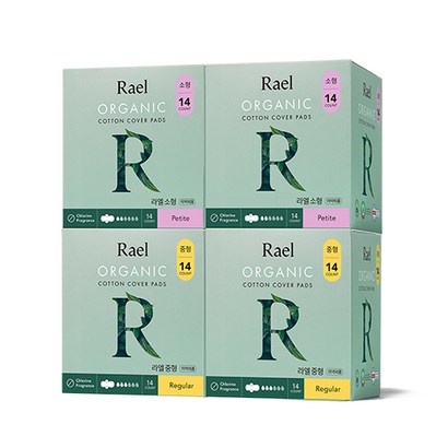 Rae 유기농 순면커버 생리대 날개형 소형 중형