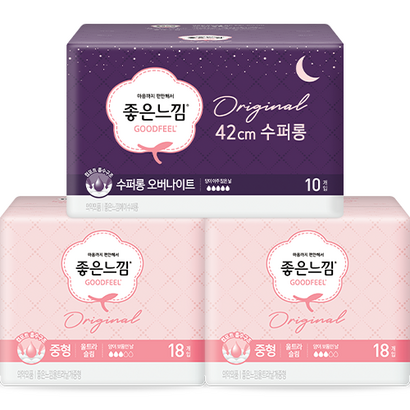 좋은느낌 오리지널 울트라슬림 중형 생리대 날개형 수퍼롱