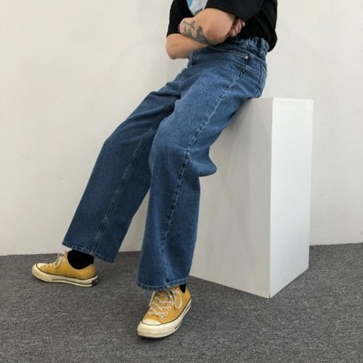 남자 반밴딩 청바지 데님 진청 9부 10부 밴딩 와이드핏 리뷰후기