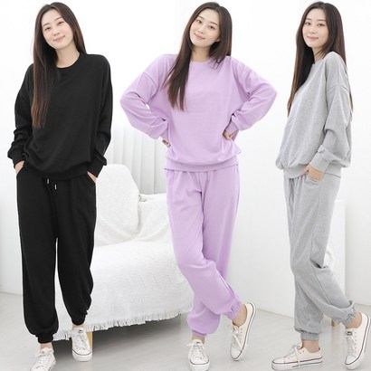 빅빅몰 조거 팬츠 오버핏 라운드 티셔츠 8컬러 여성 트레이닝복 바지 긴팔 운동복