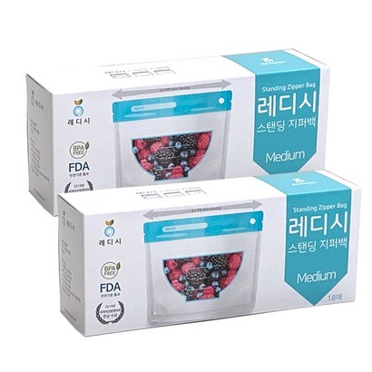 레디시 두꺼운 스탠딩지퍼백 중형 18매입 다회용 스탠드지퍼백