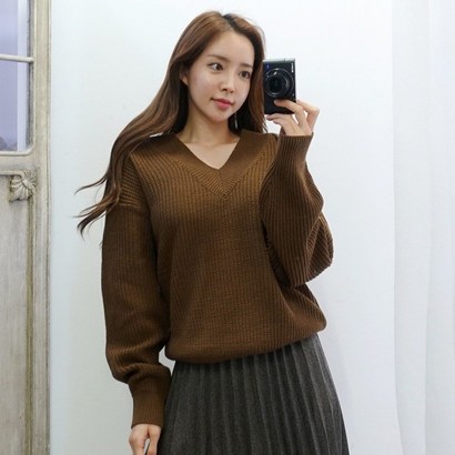 이힝 7컬러 하찌 브이넥 루즈핏 긴팔 니트 티 리뷰후기