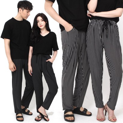 어나더디 속이 비치지 않고 밴딩끈있는 아이스 쿨 바지 팬츠