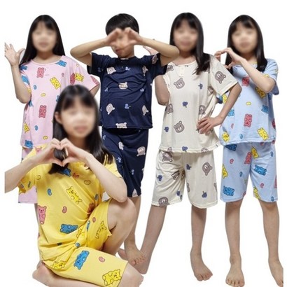 아동 곰돌이 반팔세트 잠옷/ 2종류 /피치/캔디베어