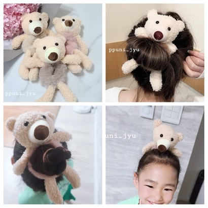 쁘니쥬 곰 인형 곱창 밴드 머리끈