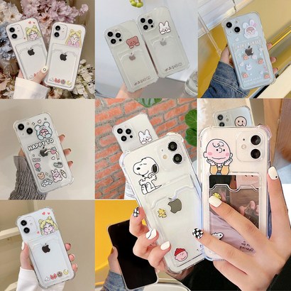 에이디케이스 스누피 캐릭터 변색 방지 방탄 투명 카드 수납 케이스 아이폰11 아이폰12 아이폰13