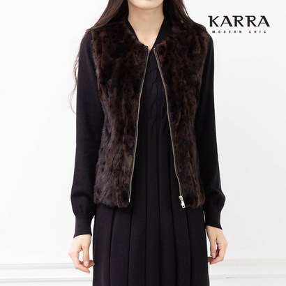 카라 KARRA 리얼밍크양모배색퍼베스트_KB0WVT