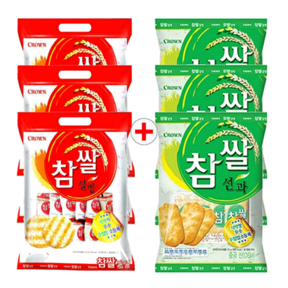 크라운제과 참쌀선과 x3개참쌀설병 x3개 묶음