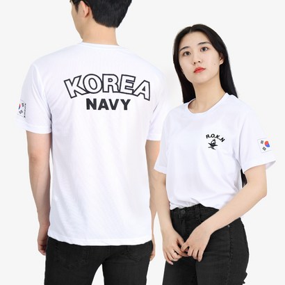 쿨드라이 해군 ROKN 로카티 반팔티 흰색 로큰 티셔츠