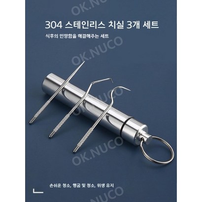이쑤시개 치간칫솔 대신 이물질 제거 갈고리 핀셋 휴대용 열쇠고리