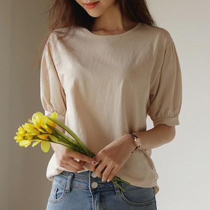 제시니 실켓가공 퍼프소매 반팔티 리뷰후기