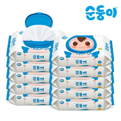 순둥이 프리미엄 플레인 유아물티슈 캡형 무향 리뷰후기
