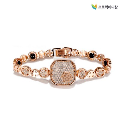 프로텍메디칼 24k 네오디움 건강팔찌 클로바큐빅 장미팔찌