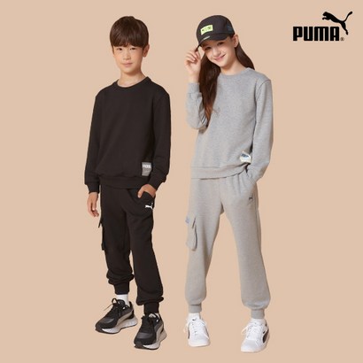 푸마키즈 PUMA NEW 푸마키즈 주니어 맨투맨 조거팬츠 2종세트 3컬러 택1 리뷰후기