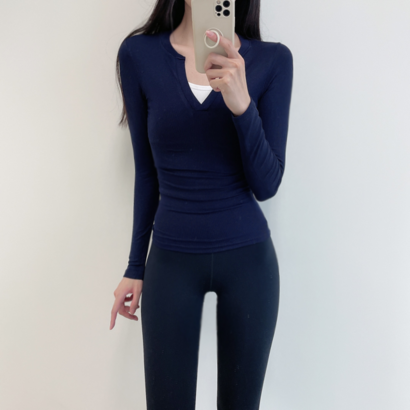 카라 긴팔 필라테스복 요가복 골프웨어 테니스복 상의 커버업동복