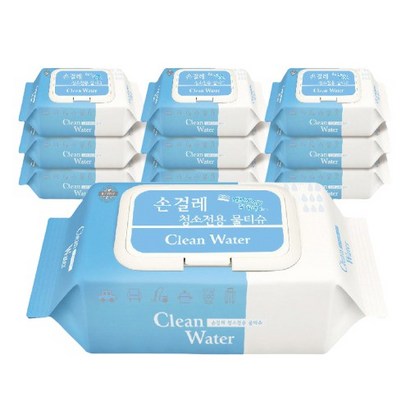 ie 클린워터 청소용 엠보싱 물티슈 80매 대용량