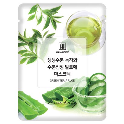 안나홀츠 생생수분 녹차와 수분진정 알로에 천연 순면 시트 마스크 1일 에센스 듬뿍