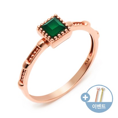 14K 반지 심플 사각 그린오닉스 반지 RSS21220