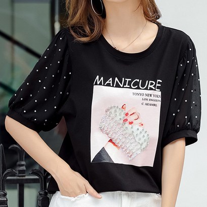 데일로엔 여성용 ANICURE 도트 소매 반팔 티셔츠 리뷰 후기