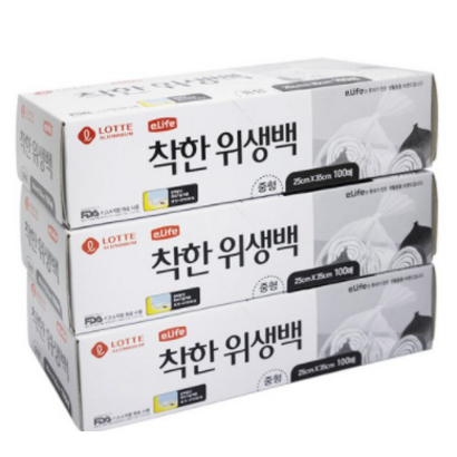 롯데이라이프 착한 위생백 중형 2535 100매 리뷰후기