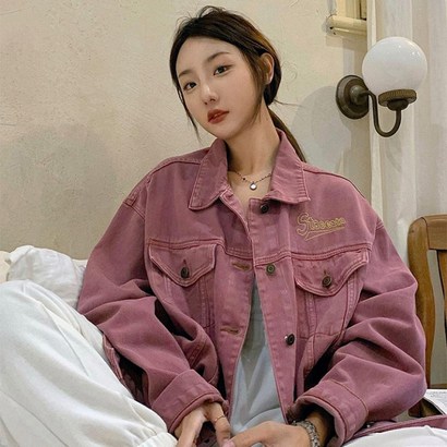 허그허그 / 넬드 핑크 트랜드 루즈 워싱 데님 자켓