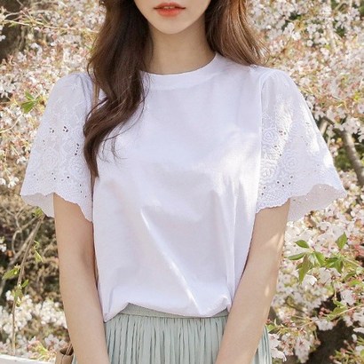 캣츠로맨스 도프 장미자수 펀칭소매 실켓티 리뷰후기