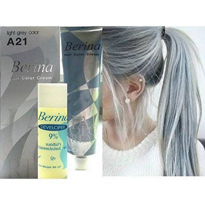 Hair Coour eranent Hair Crea Dye iht Ash rey by Berina/8977467