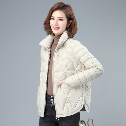 ooatti 여성용 베이직 널찍하다 퀼팅 긴팔캐주얼점퍼