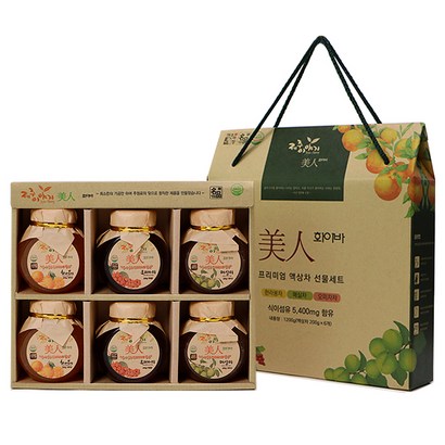 제주이야기 미인 화이바 꼬마 액상차 6종 선물세트 쇼핑백