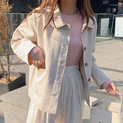 BANC# 둥근 카라 담백 코튼 숏 자켓