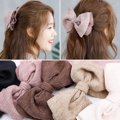 에코 왕리본 자동 머리핀 명품 여자 긴머리 반머리 반묶음 여성 데일리 헤어핀 예쁜 삔