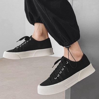 남자 남성 캐주얼 캔버스 스니커즈 운동화 VINCENZO BLACK H213A002 리뷰후기
