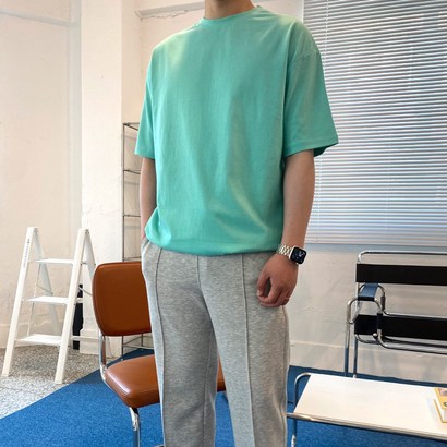 드아무르 21컬러 남성 무지 20수 라운드 오버핏 면 반팔 티셔츠 리뷰후기